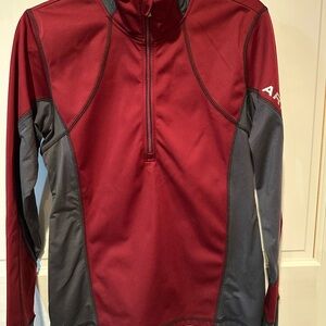 Ariat Women's Burgundy and Charcoal half zip top, size small